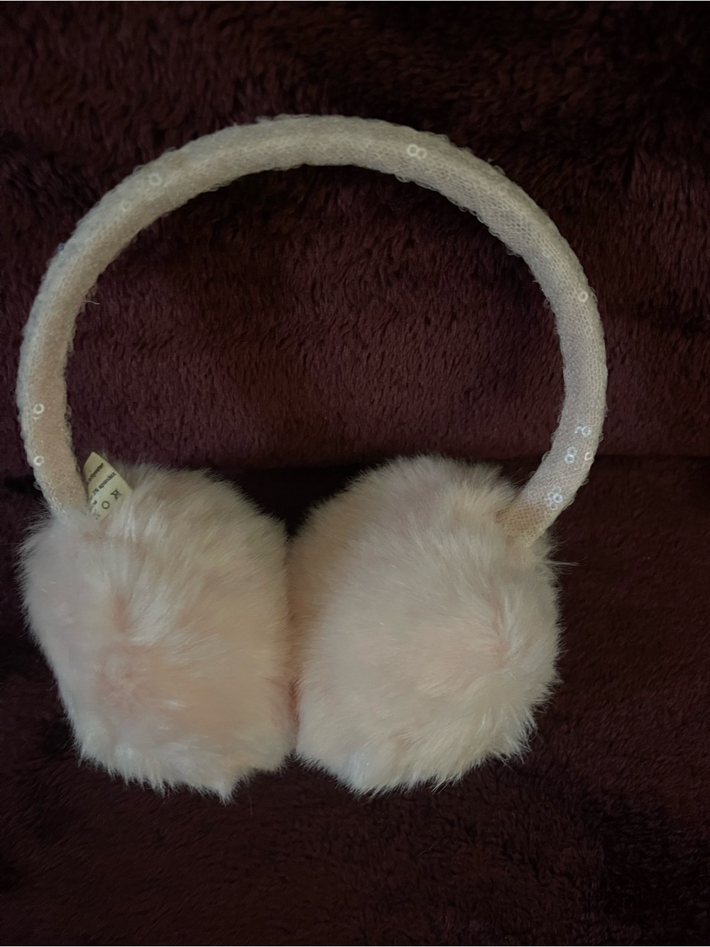 Joyfolie Pale Pink Faux-Fur Earmuffs with Sequin Headband